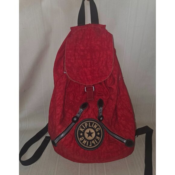 KIPLING Red Backpack with Drawstring NO MONKEY - Picture 1 of 10
